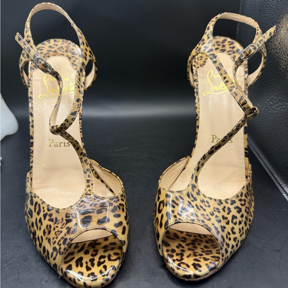 Christian Louboutin Cheetah Print Heels with Sleek Silhouette size 38.5
